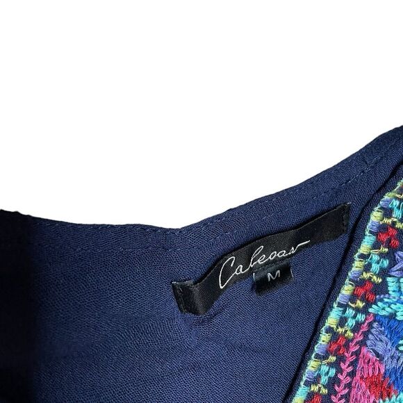 CALESSA Embroidered Blouse Blue Size Medium - Picture 5 of 7